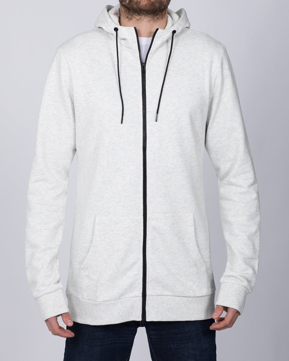 2t Zip Up Tall Active Hoodie (white marl)