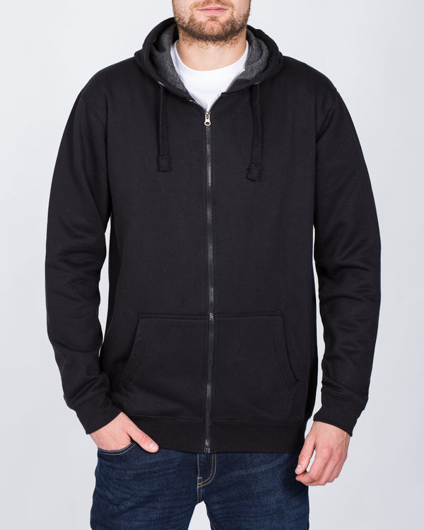 2t Zip Through Tall Hoodie (black)