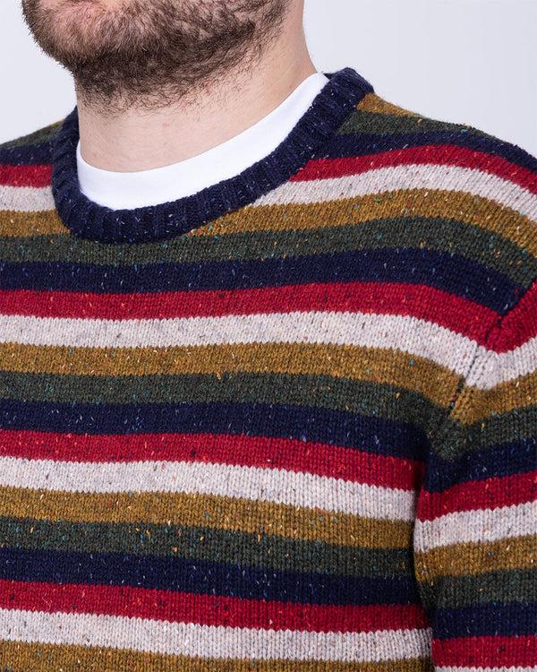 2t Tall Lambswool Striped Crew Neck Jumper (navy)