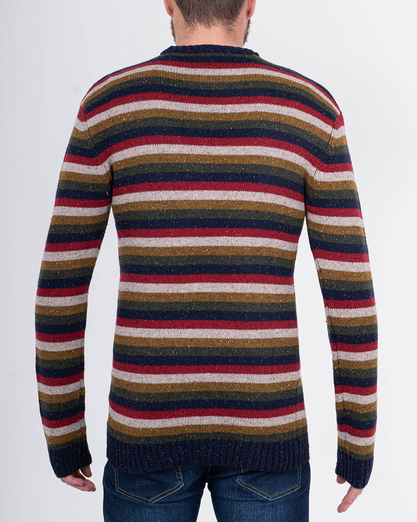 2t Tall Lambswool Striped Crew Neck Jumper (navy)