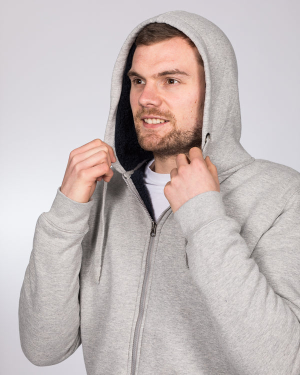 2t Zip Up Tall Sherpa Hoodie (heather grey)