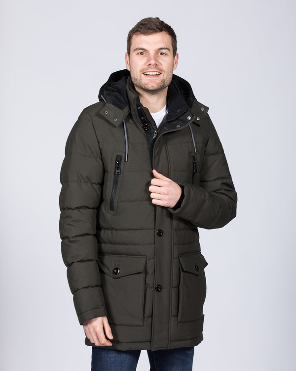 Cabano Tall Quilted Parka Jacket (dark green)