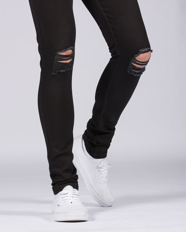 Black Knee Ripped Jeans Men's Ripped Skinny Fit Tall Mens