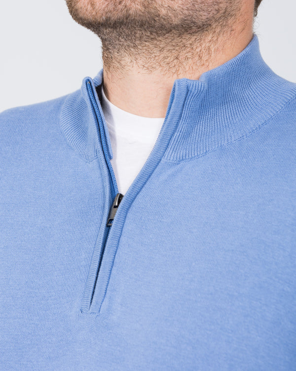 2t Altis Quarter Zip Tall Jumper (mid blue)