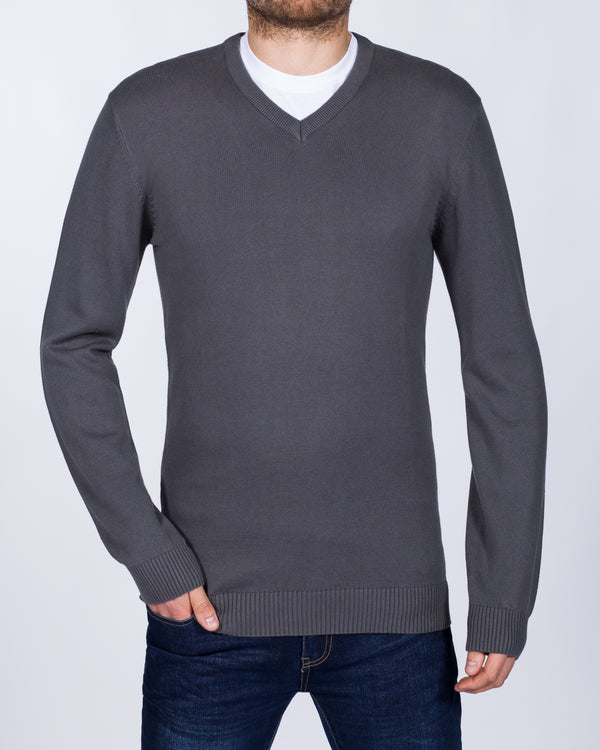 2t Cotton V-Neck Tall Jumper (dark grey)