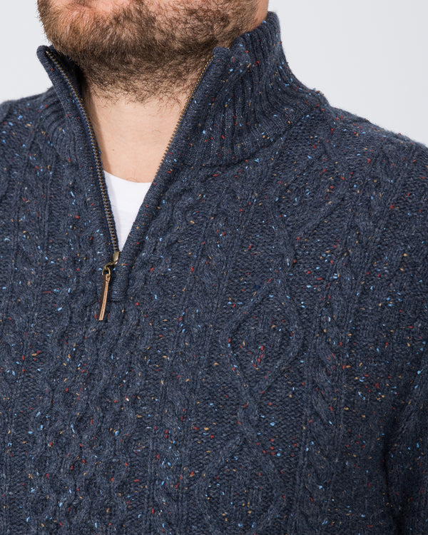 2t Tall Lambswool Aran Quarter Zip Jumper (indigo)