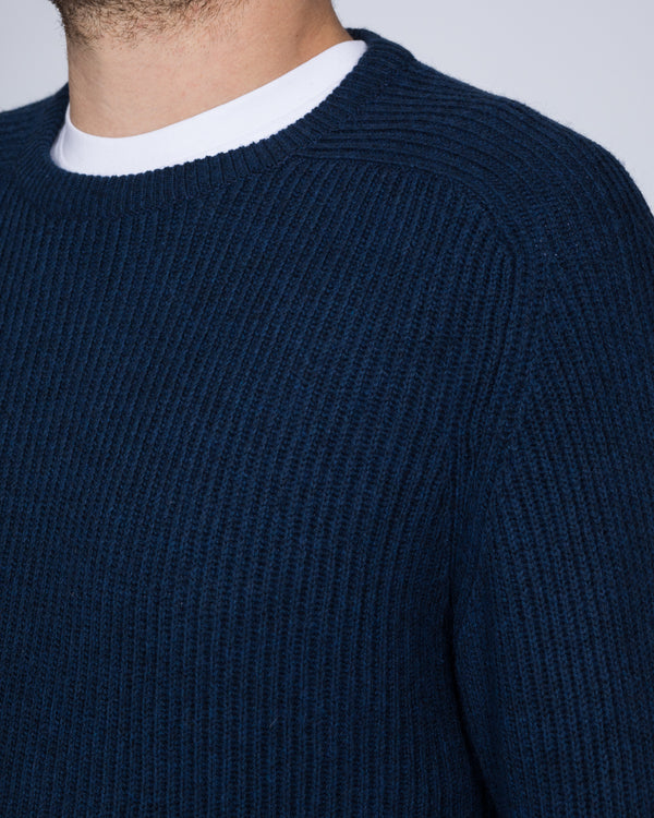 2t Tall Saddle Crew Neck Jumper (indigo)