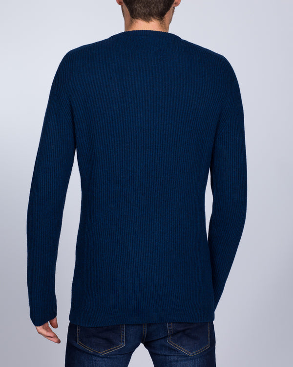 2t Tall Saddle Crew Neck Jumper (indigo)