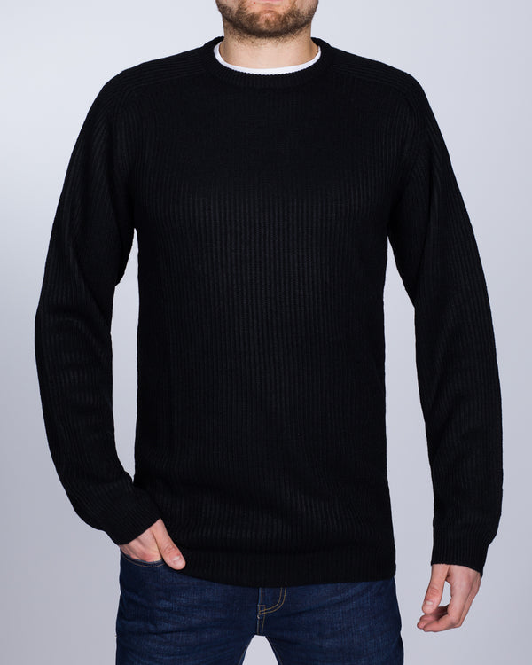 2t Textured Crew Neck Jumper (black)