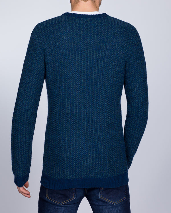 2t Tall Two-Tone Crew Neck Jumper (petrol)