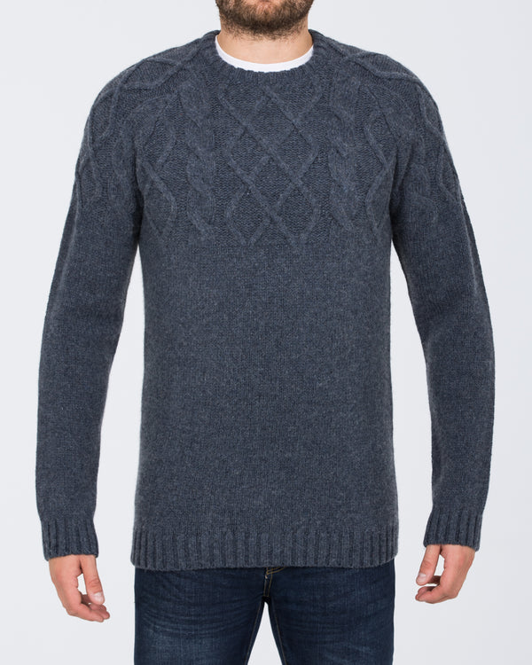 2t Tall Lambswool Cable Knit Jumper (indigo)