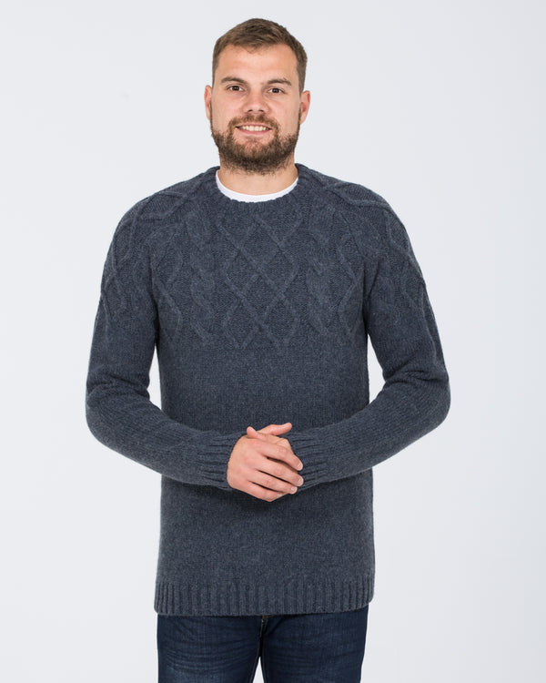 2t Tall Lambswool Cable Knit Jumper (indigo)