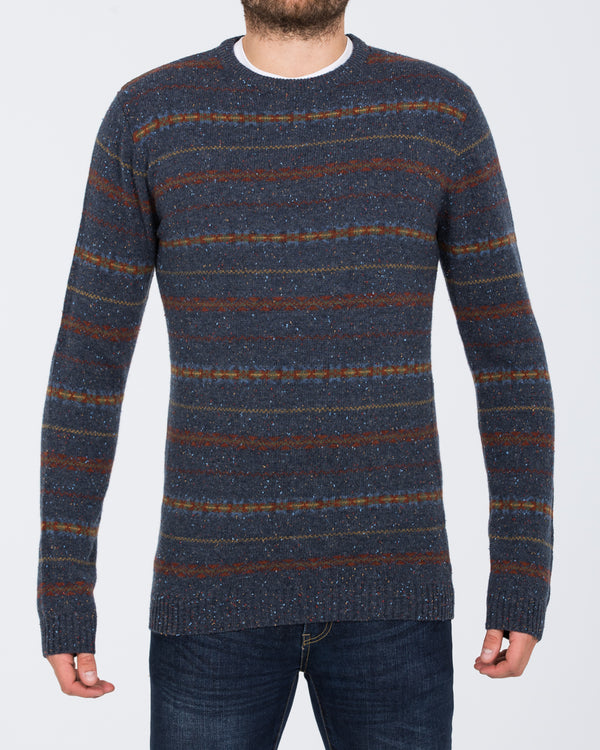 2t Tall Lambswool Fairisle Crew Neck Jumper (indigo)