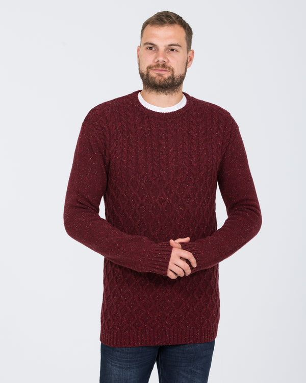 2t Tall Aran Crew Neck Lambswool Jumper (cherry)