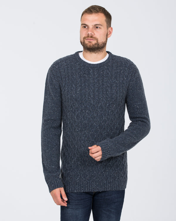 2t Tall Aran Crew Neck Lambswool Jumper (indigo)