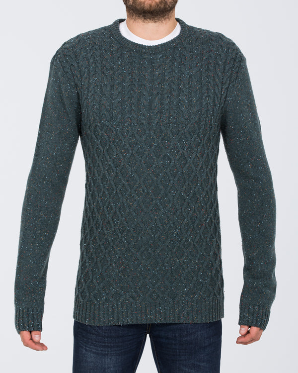 2t Tall Aran Crew Neck Lambswool Jumper (teal)