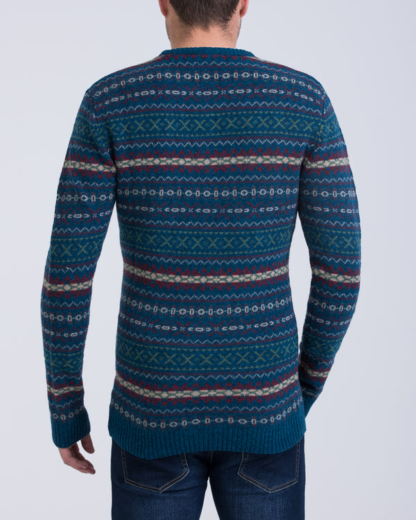 2t Lambswool Fairisle Crew Neck Tall Jumper (mallard)