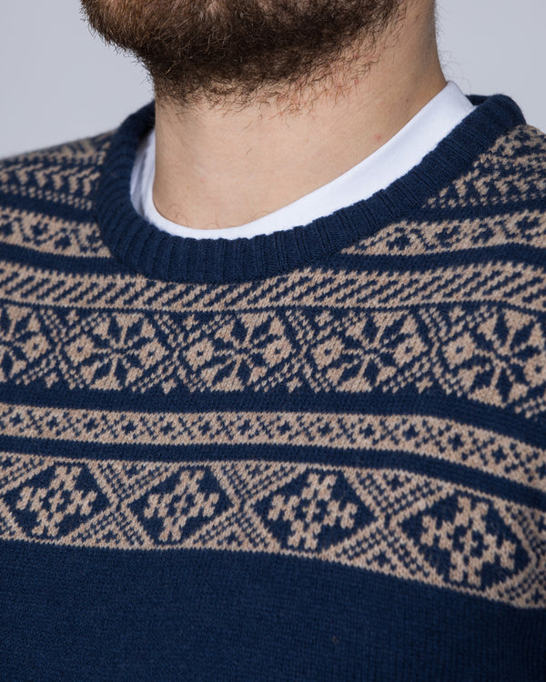 2t Lambswool Fairisle Crew Neck Tall Jumper (navy)