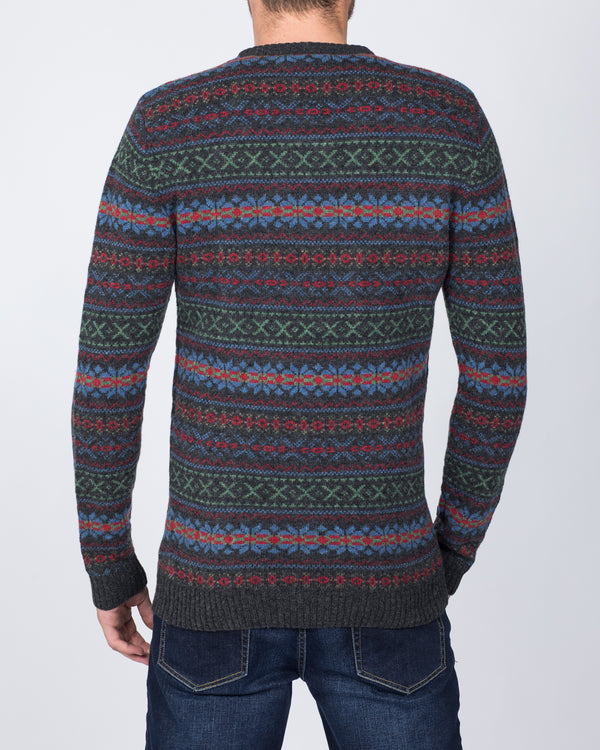 2t Lambswool Fairisle Crew Neck Jumper (charcoal)