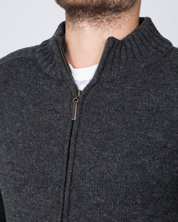 2t Lambswool Full Zip Sweater (charcoal)