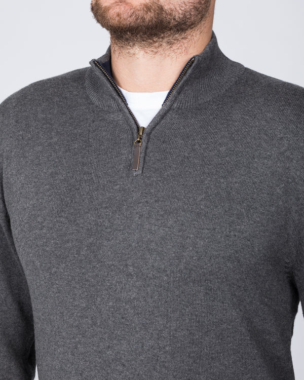 2t Cotton Quarter Zip Tall Jumper (charcoal)