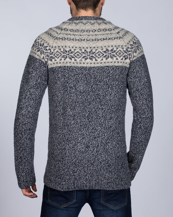 2t Lambswool Fairisle Crew Neck Tall Jumper (navy/beige)