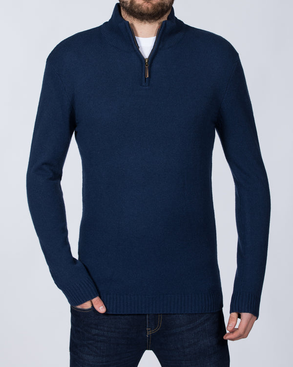 2t Tall Lambswool Quarter Zip Jumper (navy)