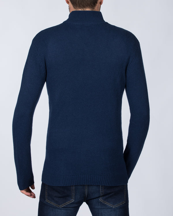 2t Tall Lambswool Quarter Zip Jumper (navy)