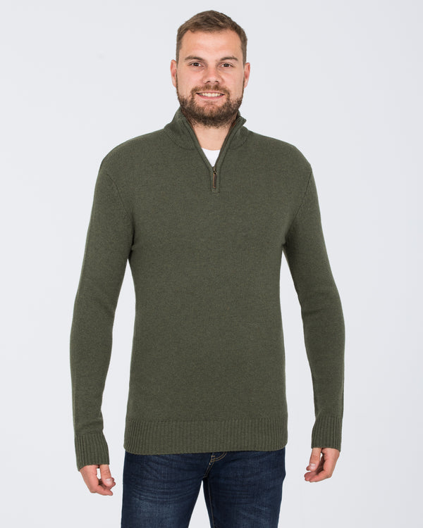 2t Tall Lambswool Quarter Zip Jumper (olive)