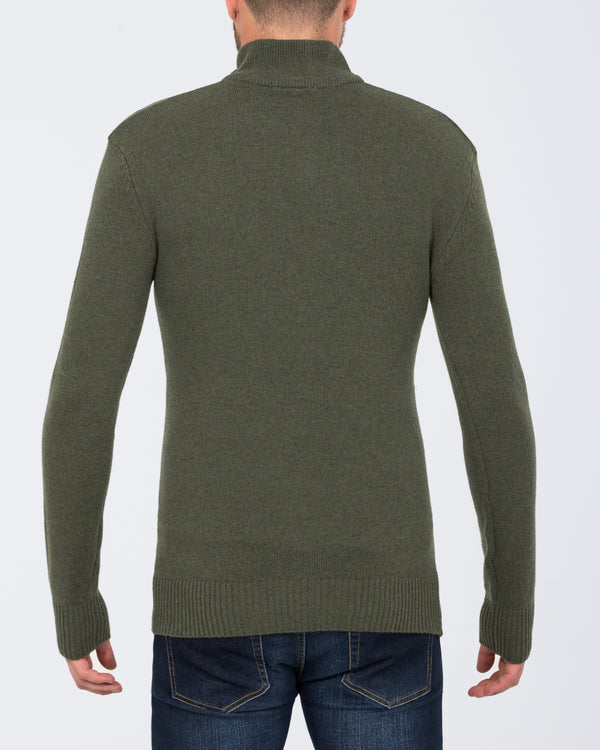 2t Tall Lambswool Quarter Zip Jumper (olive)