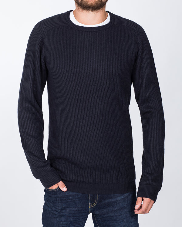 2t Textured Crew Neck Jumper (navy)