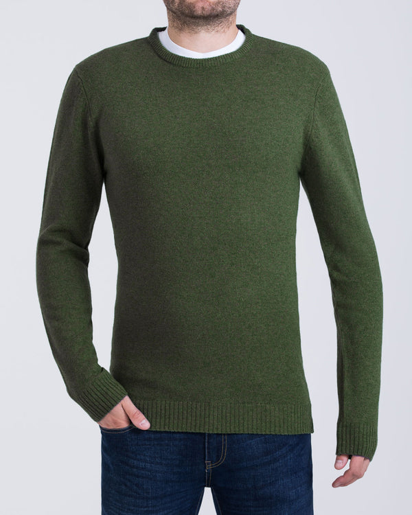 2t Tall Lambswool Crew Neck Jumper (olive)