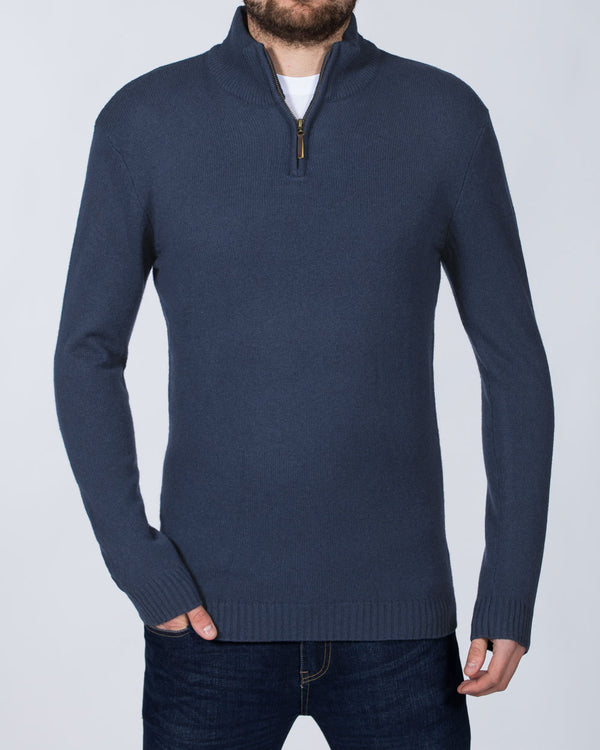 2t Tall Lambswool Quarter Zip Jumper (blue)