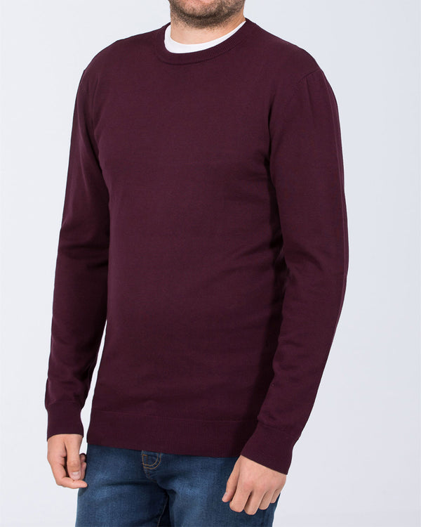 2t Austin Tall Cotton Crew Neck Jumper (burgundy)