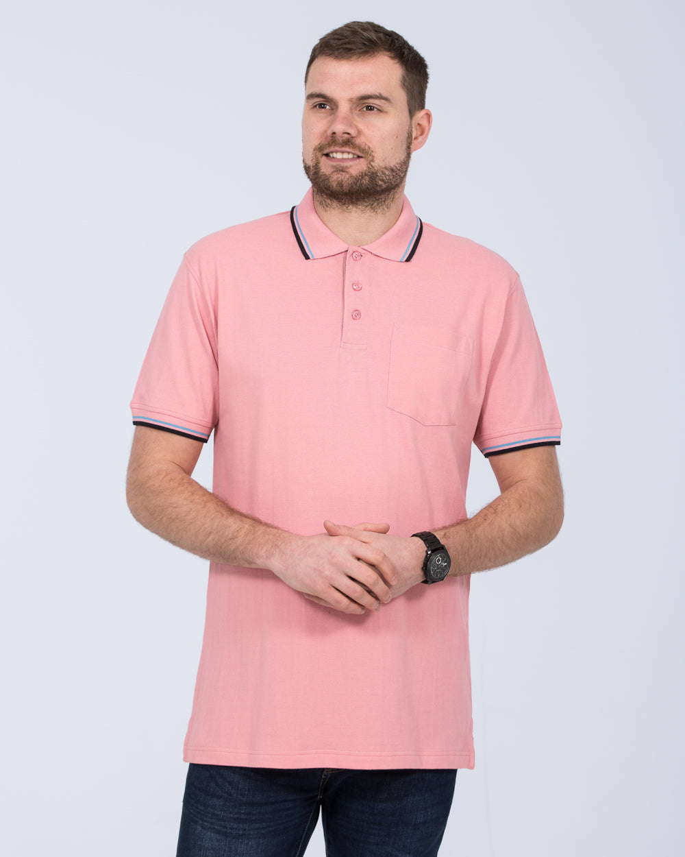 2t Tall Regular Fit Tipped Polo Shirt (pink)
