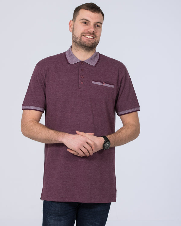 2t Slim Fit Tall Pique Jacquard Polo Shirt (plum marl)