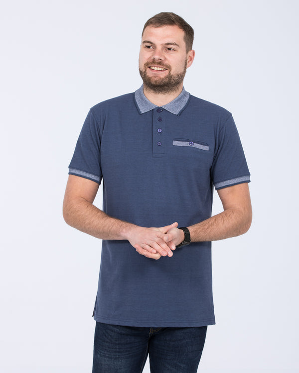 2t Slim Fit Tall Pique Jacquard Polo Shirt (royal blue marl)