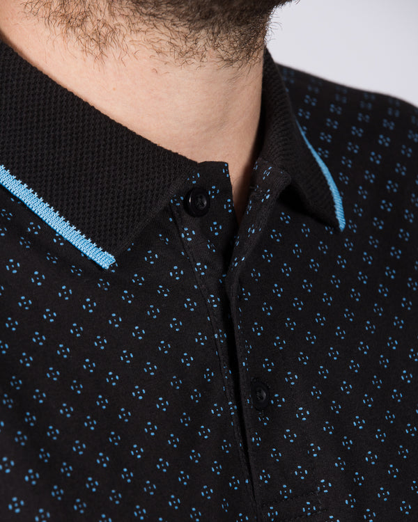 2t Regular Fit Tall Printed Polo Shirt (black)