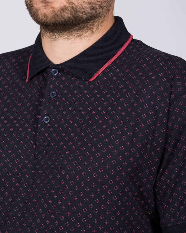 2t Regular Fit Tall Printed Polo Shirt (navy)