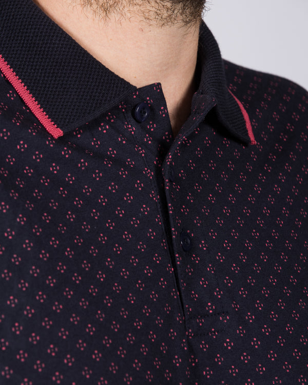 2t Regular Fit Tall Printed Polo Shirt (navy)