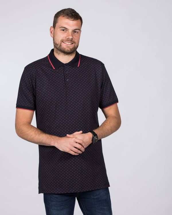 2t Regular Fit Tall Printed Polo Shirt (navy)