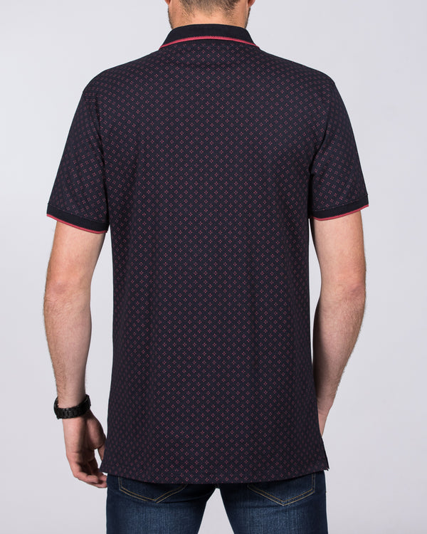 2t Regular Fit Tall Printed Polo Shirt (navy)