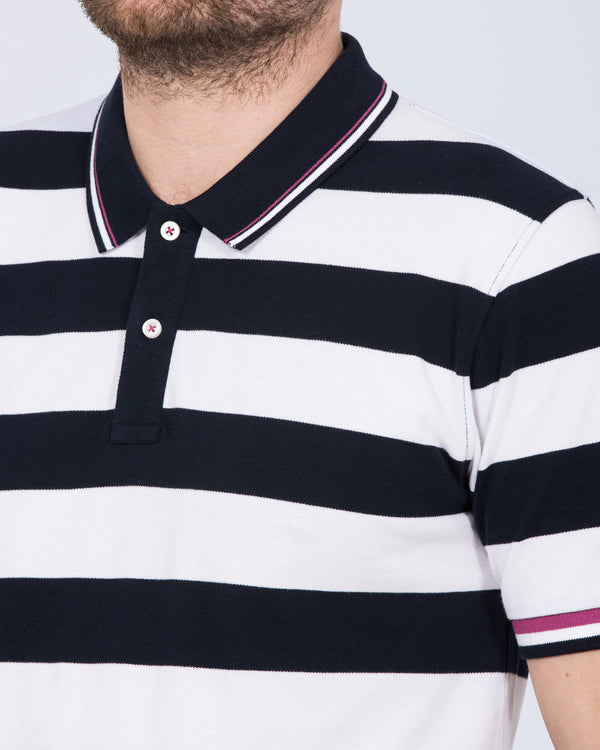 2t Slim Fit Tall Striped Polo Shirt (navy/white)