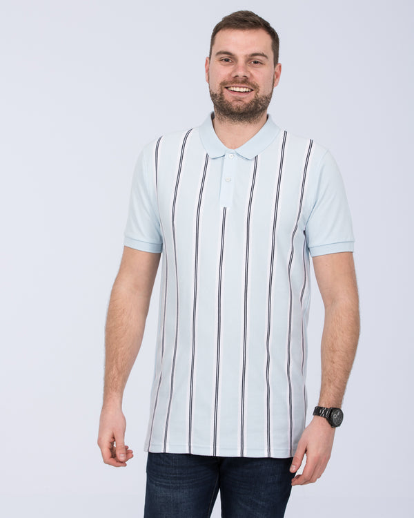 2t Slim Fit Tall Vertical Striped Polo Shirt (ice blue)