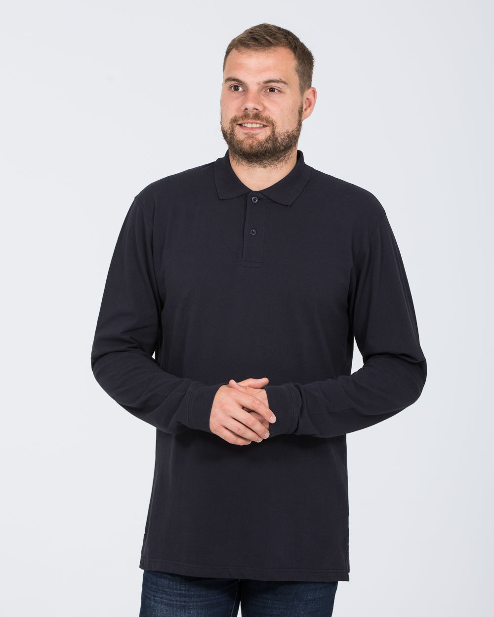 2t Regular Fit Tall Long Sleeve Polo Shirt (navy)