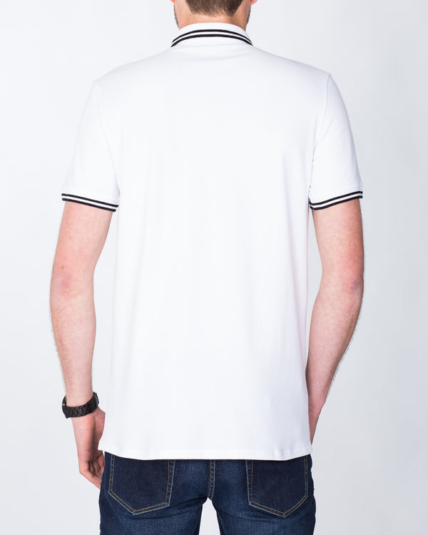 2t Slim Tall Tipped Polo Shirt (white)