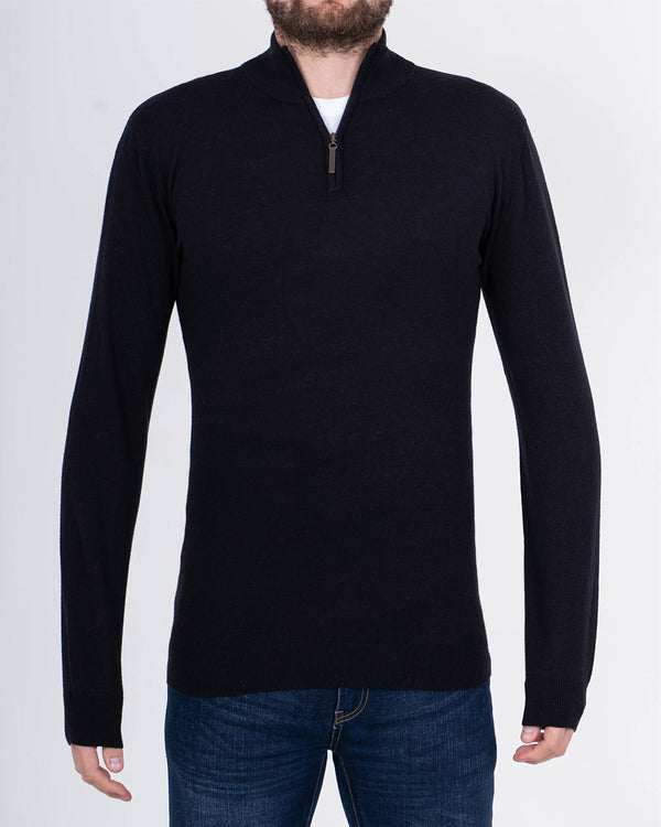 2t Quarter Zip Merino Blend Tall Jumper (black)