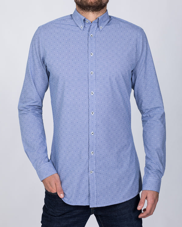 2t Slim Fit Long Sleeve Tall Shirt (blue pattern)