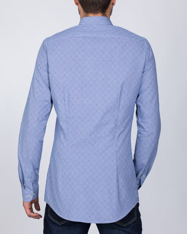 2t Slim Fit Long Sleeve Tall Shirt (blue pattern)