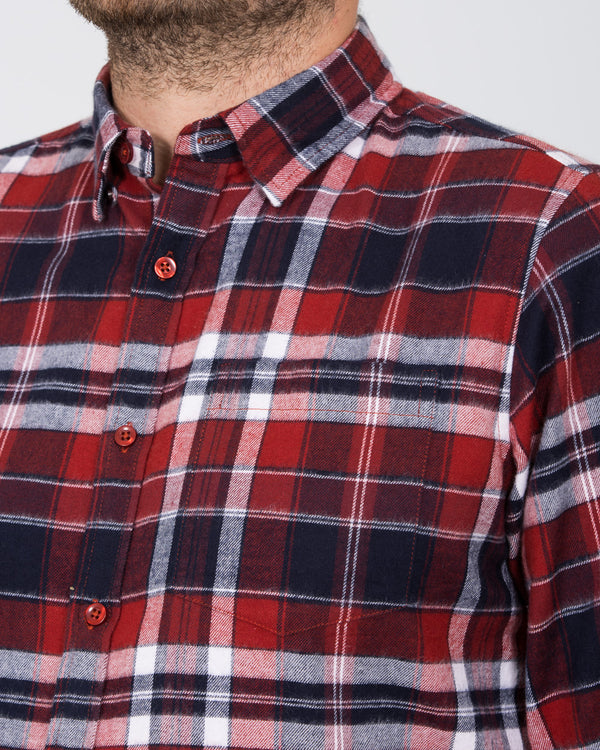 2t Slim Fit Long Sleeve Tall Shirt (red check)